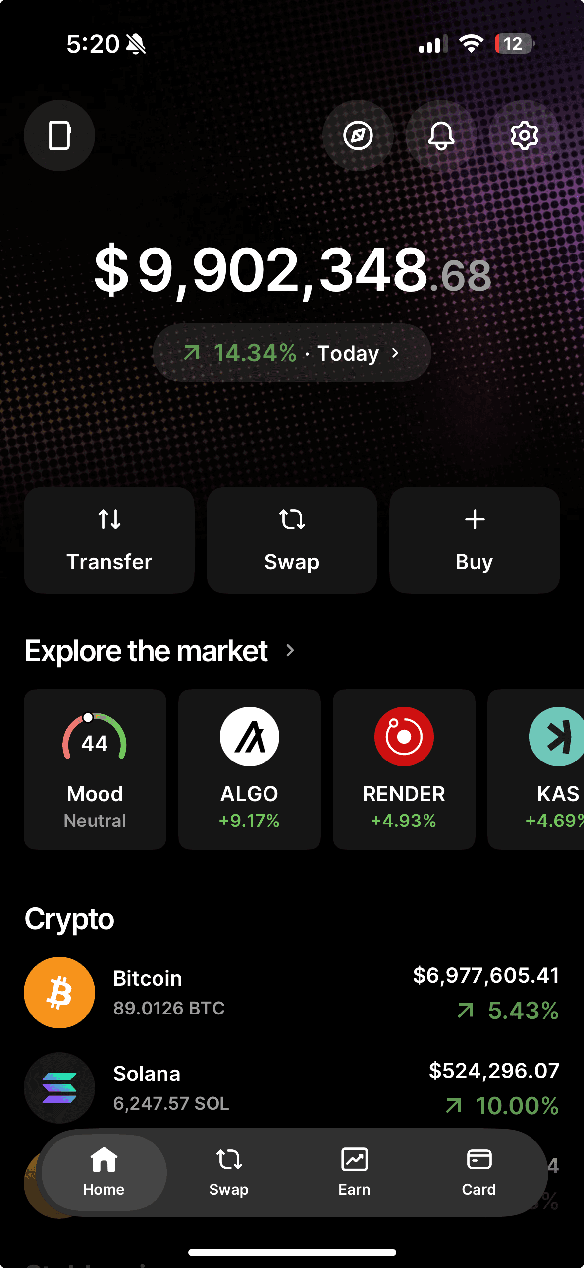 Ledger portfolio home screen preview