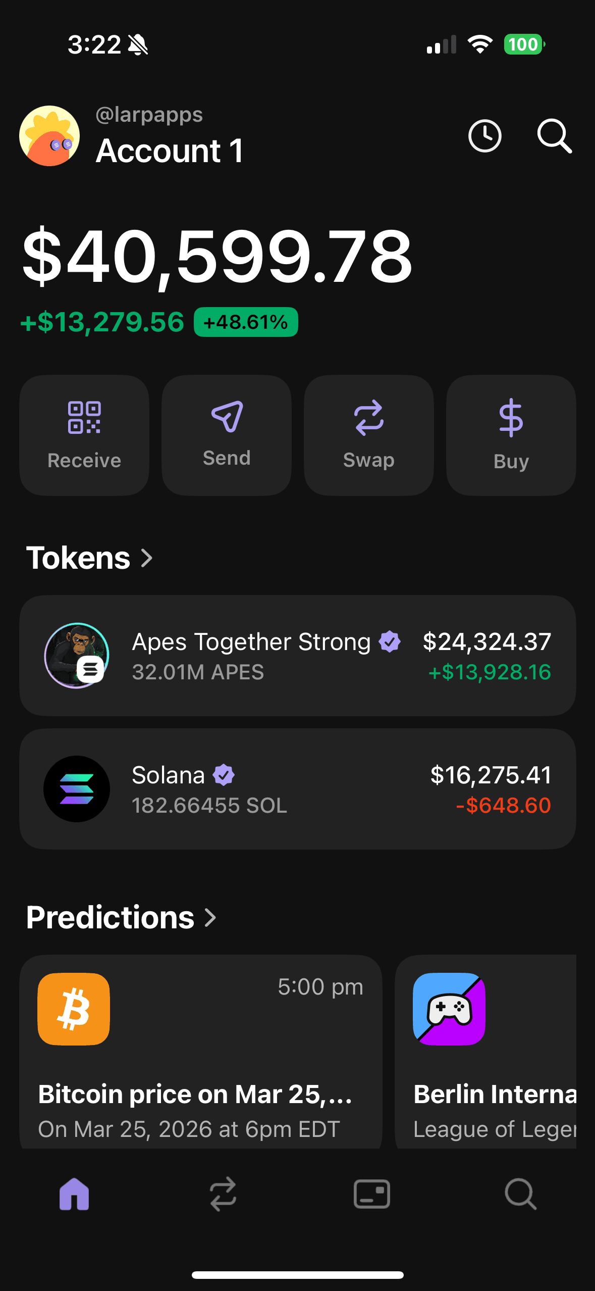 Phantom wallet home screen preview