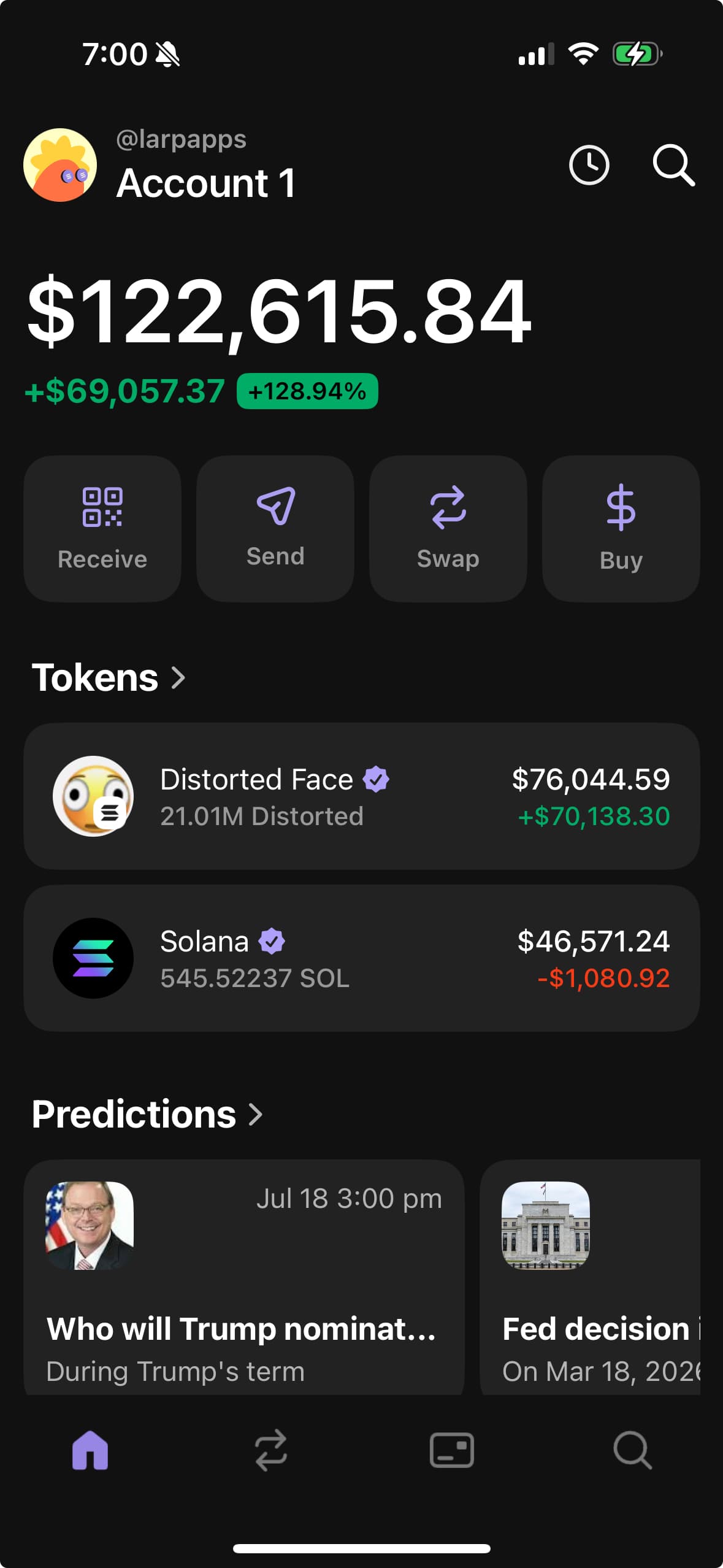 Phantom wallet screen