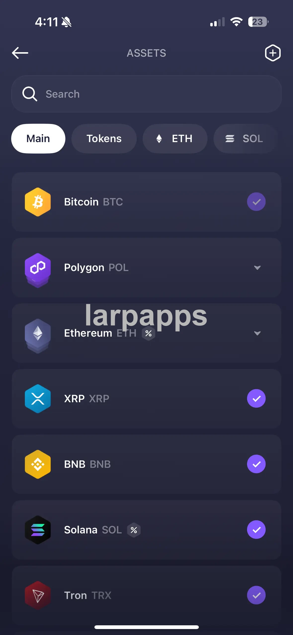 Exodus asset picker screen preview