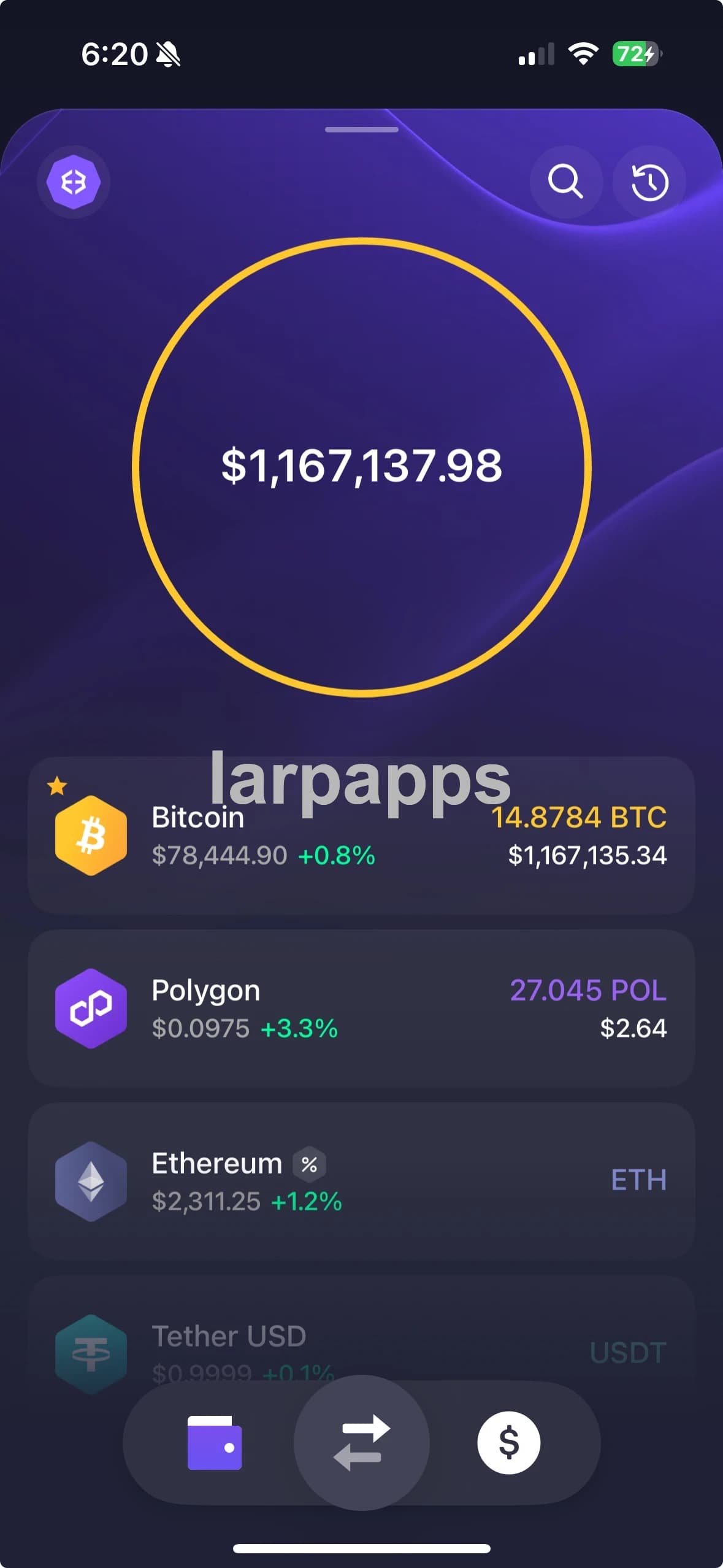 Exodus portfolio home screen preview