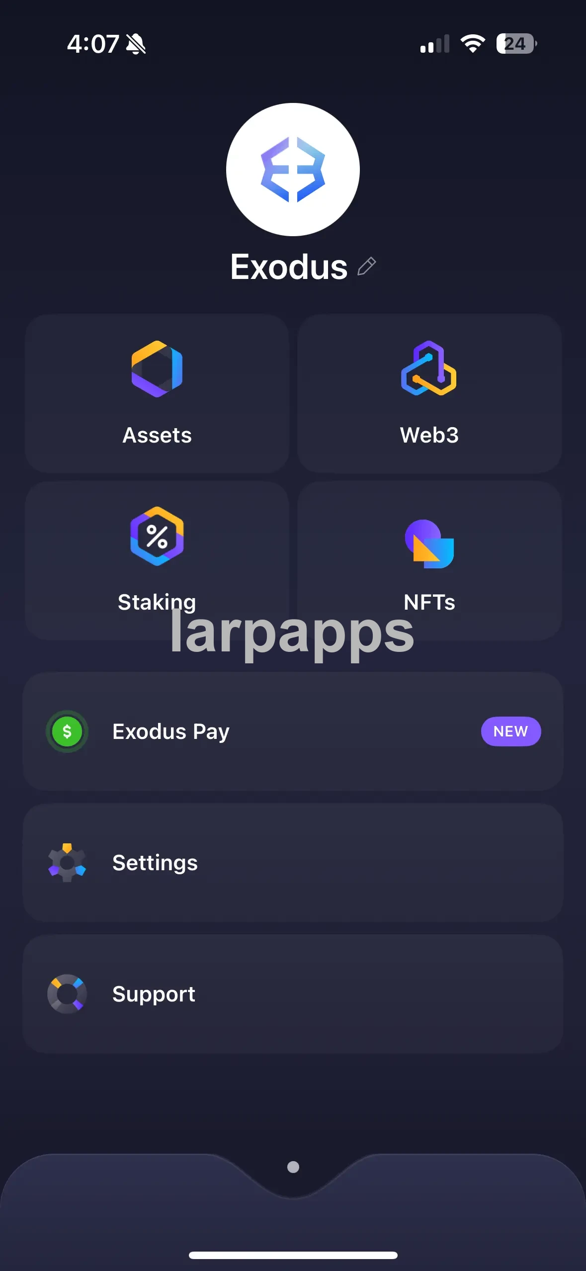 Exodus wallet hub screen preview