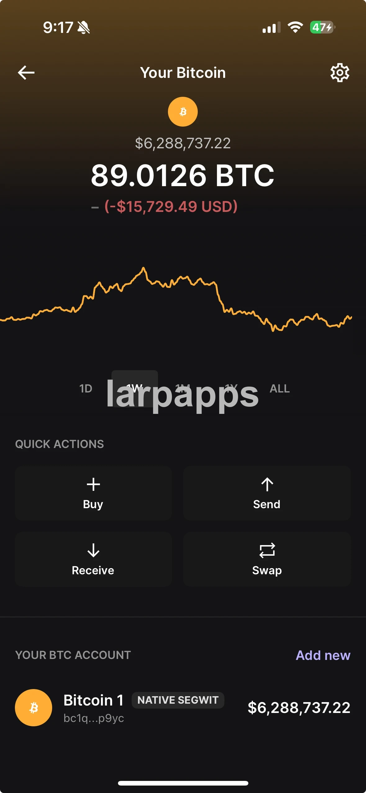 Ledger Bitcoin portfolio screen preview