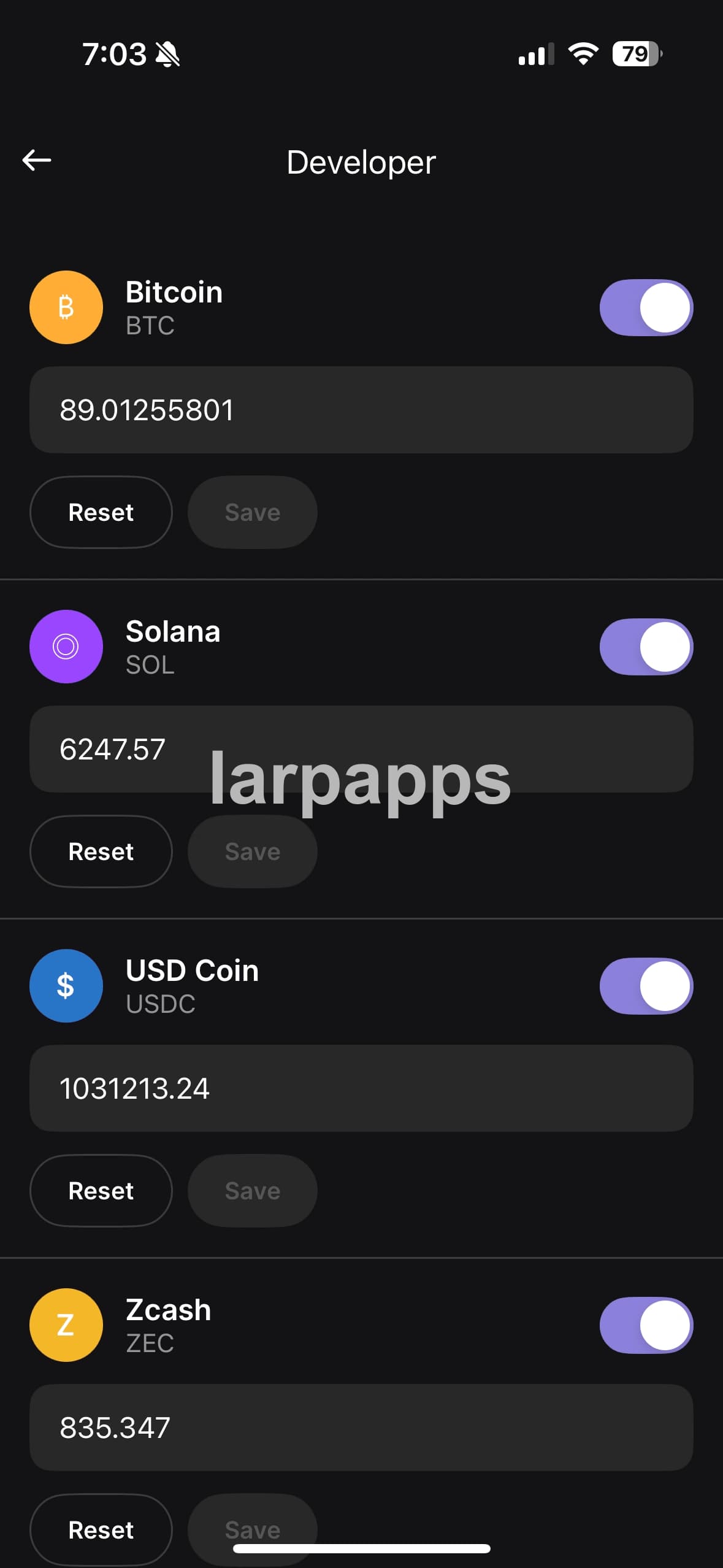 Ledger change balances screen preview
