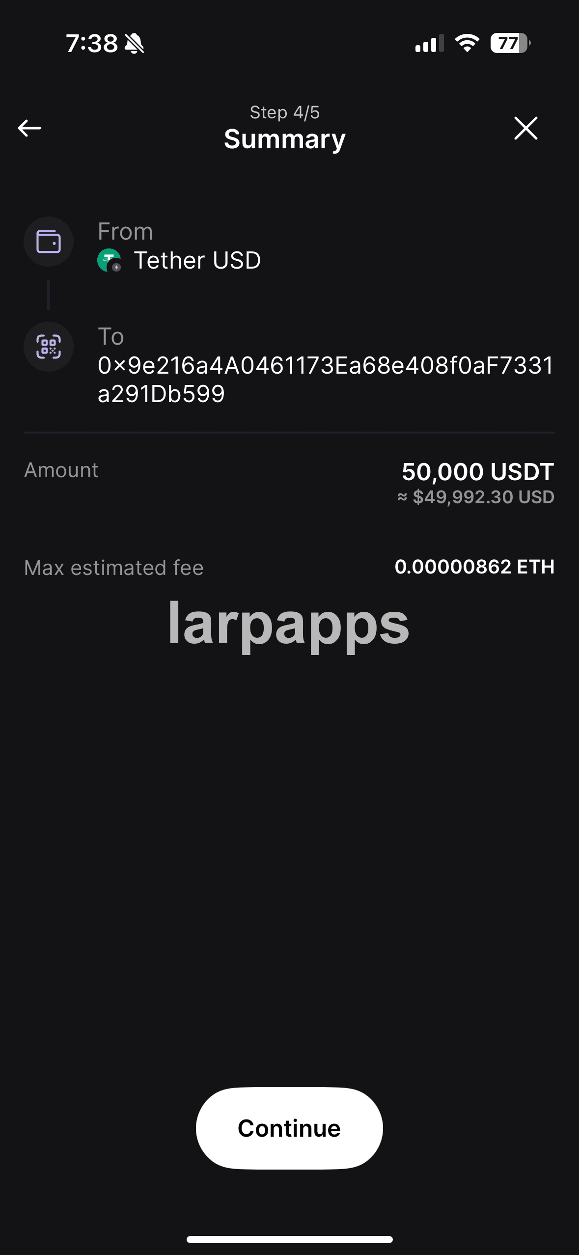 Ledger transaction summary send flow screen preview