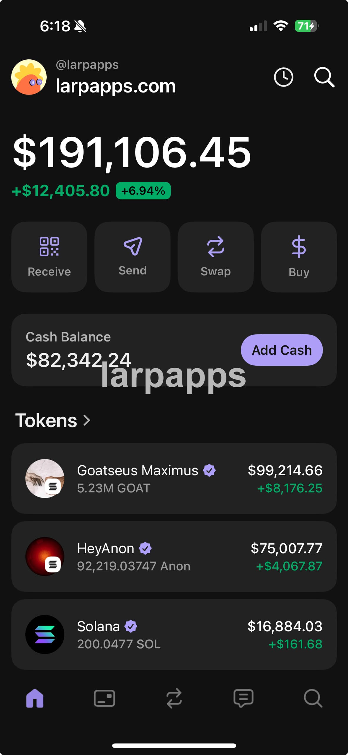 Phantom wallet screen