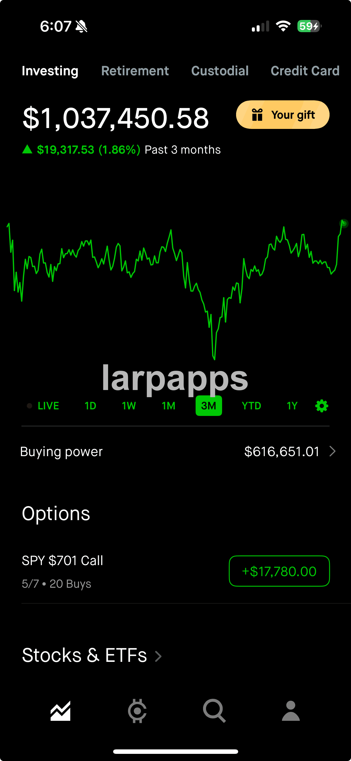 Robinhood investment screen