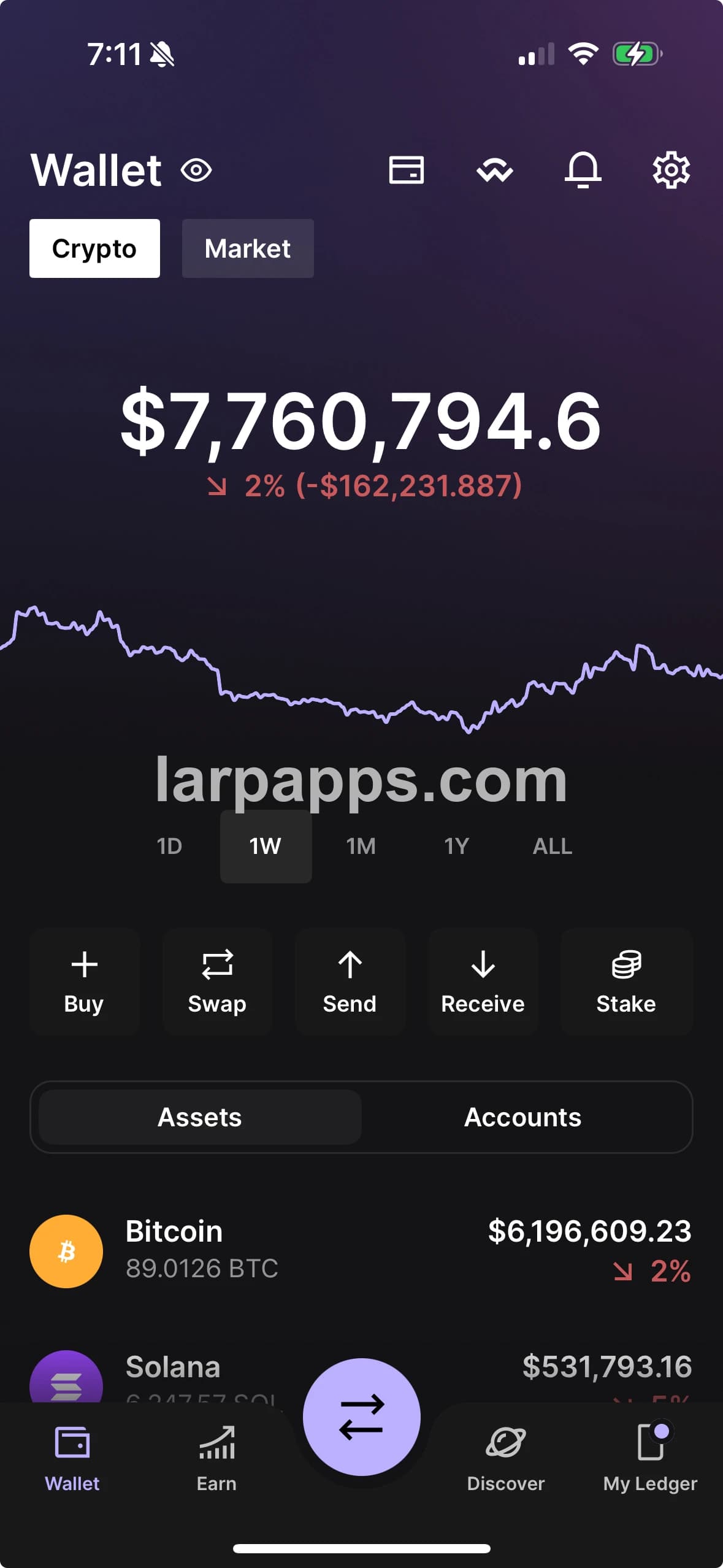 Native Ledger-style iOS wallet screen by larpapps